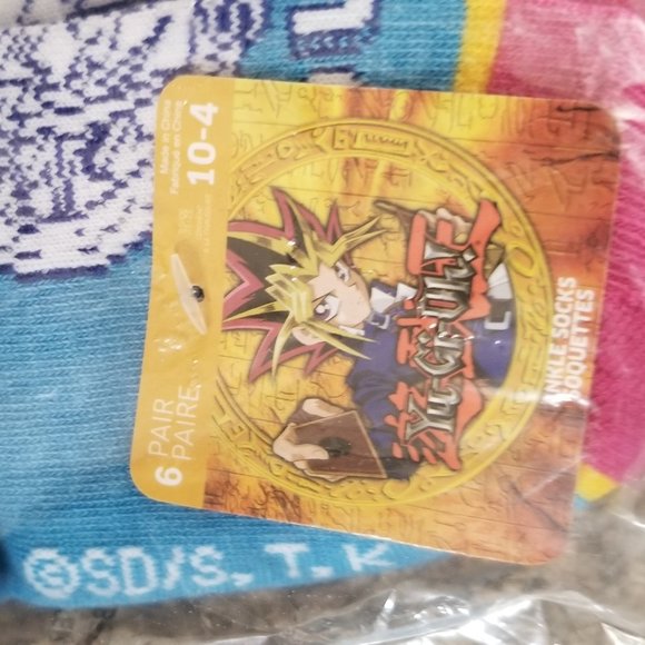 Yu-Gi-Oh! Character Card Duel 6 Pack Kids Ankle Socks (Youth size 4-10) - Picture 7 of 8